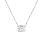 Jessa Emerald Halo Lab-Grown Diamond Necklace in 18K White Gold, front view