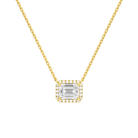 Jessa Emerald Halo Lab-Grown Diamond Necklace in 18K Yellow Gold, front view