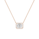 Jessa Emerald Halo Lab-Grown Diamond Necklace in 14K Rose Gold, front view