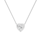 Jessa Heart Halo Lab-Grown Diamond Necklace in Platinum, front view