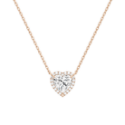 Jessa Heart Halo Lab-Grown Diamond Necklace in 14K Rose Gold, front view