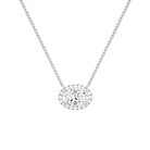 Jessa Oval Halo Lab-Grown Diamond Necklace in 18K White Gold, front view