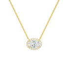 Jessa Oval Halo Lab-Grown Diamond Necklace in 18K Yellow Gold, front view