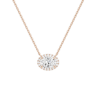 Jessa Oval Halo Lab-Grown Diamond Necklace in 14K Rose Gold, front view