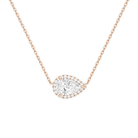 Jessa Pear Halo Lab-Grown Diamond Necklace in 14K Rose Gold, front view