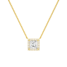 Jessa Princess Halo Lab-Grown Diamond Necklace in 14K Yellow Gold, front view