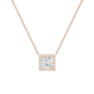 Jessa Princess Halo Lab-Grown Diamond Necklace in 14K Rose Gold, front view