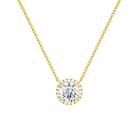 Jessa Round Halo Lab-Grown Diamond Necklace in 18K Yellow Gold, front view