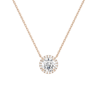 Jessa Round Halo Lab-Grown Diamond Necklace in 14K Rose Gold, front view