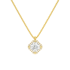 Malia Asscher Halo Lab-Grown Diamond Pendant Necklace in 18K Yellow Gold, front view