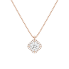 Malia Asscher Halo Lab-Grown Diamond Pendant Necklace in 14K Rose Gold, front view