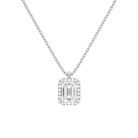 Malia Emerald Halo Lab-Grown Diamond Pendant Necklace in Platinum, front view