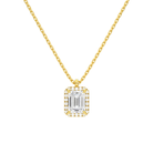 Malia Emerald Halo Lab-Grown Diamond Pendant Necklace in 14K Yellow Gold, front view