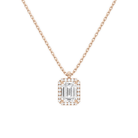 Malia Emerald Halo Lab-Grown Diamond Pendant Necklace in 14K Rose Gold, front view
