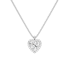 Malia Heart Halo Lab-Grown Diamond Pendant Necklace in 14K White Gold, front view
