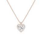 Malia Heart Halo Lab-Grown Diamond Pendant Necklace in 14K Rose Gold, front view