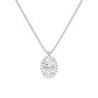 Malia Oval Halo Lab-Grown Diamond Pendant Necklace in 18K White Gold, front view