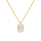 Malia Oval Halo Lab-Grown Diamond Pendant Necklace in 14K Yellow Gold, front view