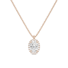 Malia Oval Halo Lab-Grown Diamond Pendant Necklace in 14K Rose Gold, front view