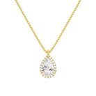 Malia Pear Halo Lab-Grown Diamond Pendant Necklace in 18K Yellow Gold, front view