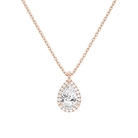Malia Pear Halo Lab-Grown Diamond Pendant Necklace in 14K Rose Gold, front view