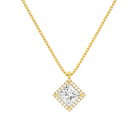 Malia Princess Halo Lab-Grown Diamond Pendant Necklace in 14K Yellow Gold, front view