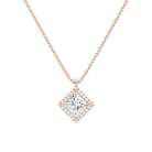 Malia Princess Halo Lab-Grown Diamond Pendant Necklace in 14K Rose Gold, front view