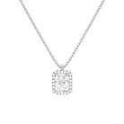Malia Radiant Halo Lab-Grown Diamond Pendant Necklace in 14K White Gold, front view