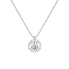 Malia Round Halo Lab-Grown Diamond Pendant Necklace in 14K White Gold, front view