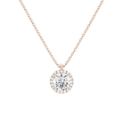 Malia Round Halo Lab-Grown Diamond Pendant Necklace in 14K Rose Gold, front view