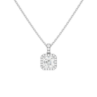 Leona Asscher Halo Accented Bail Lab-Grown Diamond Pendant Necklace in 18K White Gold, front view