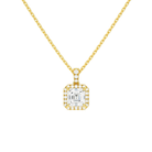 Leona Asscher Halo Accented Bail Lab-Grown Diamond Pendant Necklace in 18K Yellow Gold, front view
