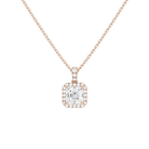 Leona Asscher Halo Accented Bail Lab-Grown Diamond Pendant Necklace in 14K Rose Gold, front view