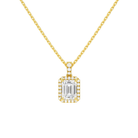 Leona Emerald Halo Accented Bail Lab-Grown Diamond Pendant Necklace in 18K Yellow Gold, front view