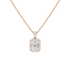 Leona Emerald Halo Accented Bail Lab-Grown Diamond Pendant Necklace in 14K Rose Gold, front view