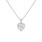 Leona Heart Halo Accented Bail Lab-Grown Diamond Pendant Necklace in 14K White Gold, front view