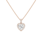 Leona Heart Halo Accented Bail Lab-Grown Diamond Pendant Necklace in 14K Rose Gold, front view
