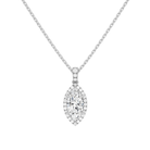 Leona Marquise Halo Accented Bail Lab-Grown Diamond Pendant Necklace in 14K White Gold, front view