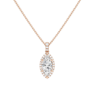 Leona Marquise Halo Accented Bail Lab-Grown Diamond Pendant Necklace in 14K Rose Gold, front view