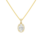 Leona Oval Halo Accented Bail Lab-Grown Diamond Pendant Necklace in 18K Yellow Gold, front view