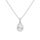 Leona Pear Halo Accented Bail Lab-Grown Diamond Pendant Necklace in 18K White Gold, front view