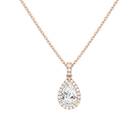Leona Pear Halo Accented Bail Lab-Grown Diamond Pendant Necklace in 14K Rose Gold, front view