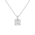 Leona Princess Halo Accented Bail Lab-Grown Diamond Pendant Necklace in 18K White Gold, front view