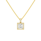 Leona Princess Halo Accented Bail Lab-Grown Diamond Pendant Necklace in 14K Yellow Gold, front view