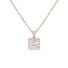 Leona Princess Halo Accented Bail Lab-Grown Diamond Pendant Necklace in 14K Rose Gold, front view