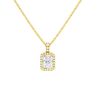Leona Radiant Halo Accented Bail Lab-Grown Diamond Pendant Necklace in 18K Yellow Gold, front view