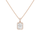 Leona Radiant Halo Accented Bail Lab-Grown Diamond Pendant Necklace in 14K Rose Gold, front view
