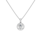 Leona Round Halo Accented Bail Lab-Grown Diamond Pendant Necklace in 14K White Gold, front view