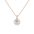 Leona Round Halo Accented Bail Lab-Grown Diamond Pendant Necklace in 14K Rose Gold, front view
