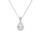 Lucina Pear Halo Pave Twist Lab-Grown Diamond Pendant Necklace in Platinum, front view